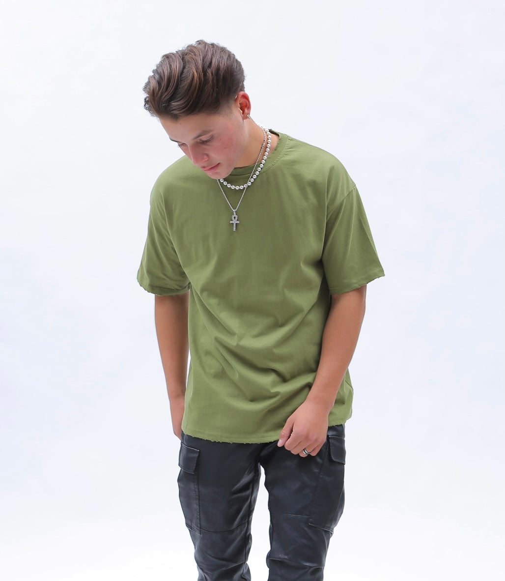 Drop Shoulder T-Shirt - Forrest Green