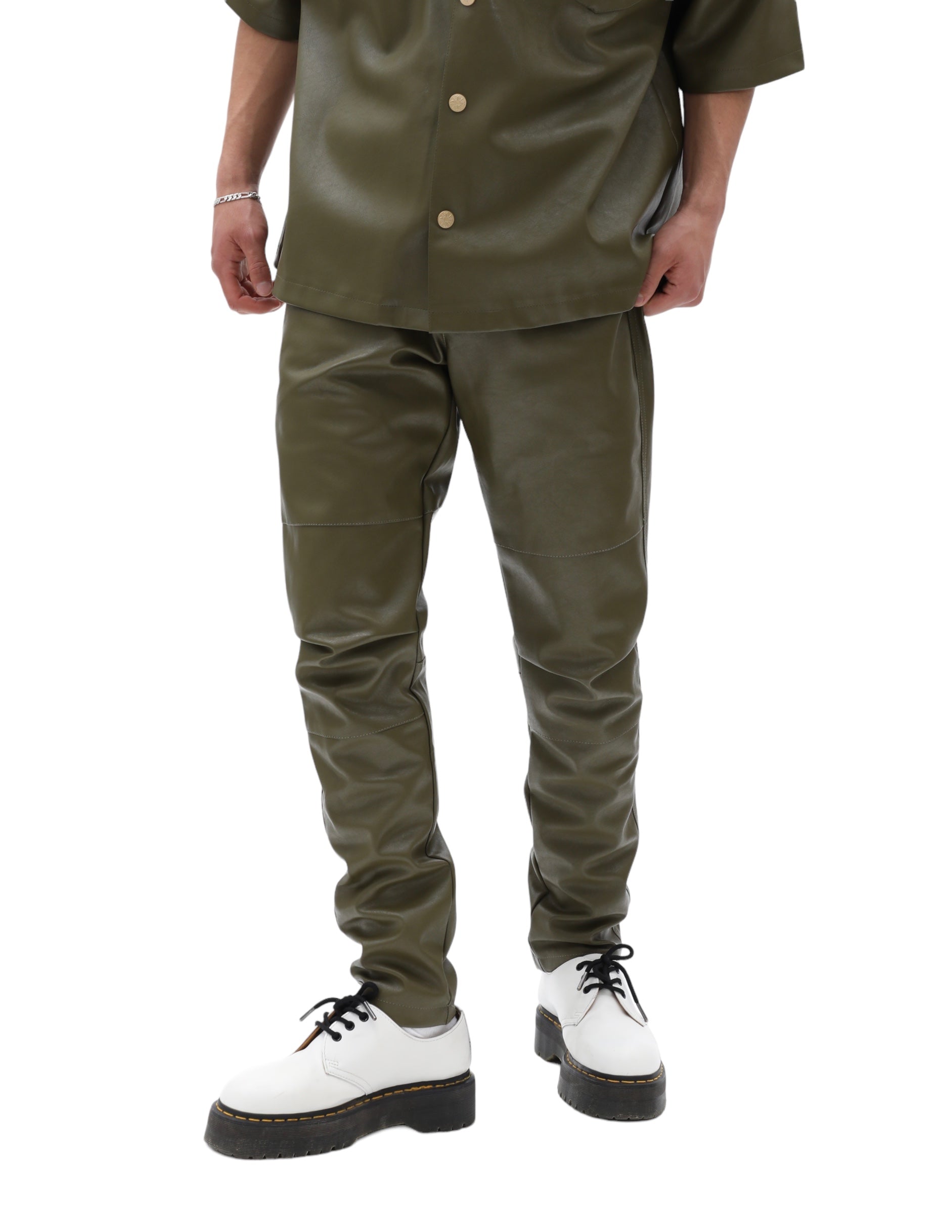 Olive Green Leather Pants