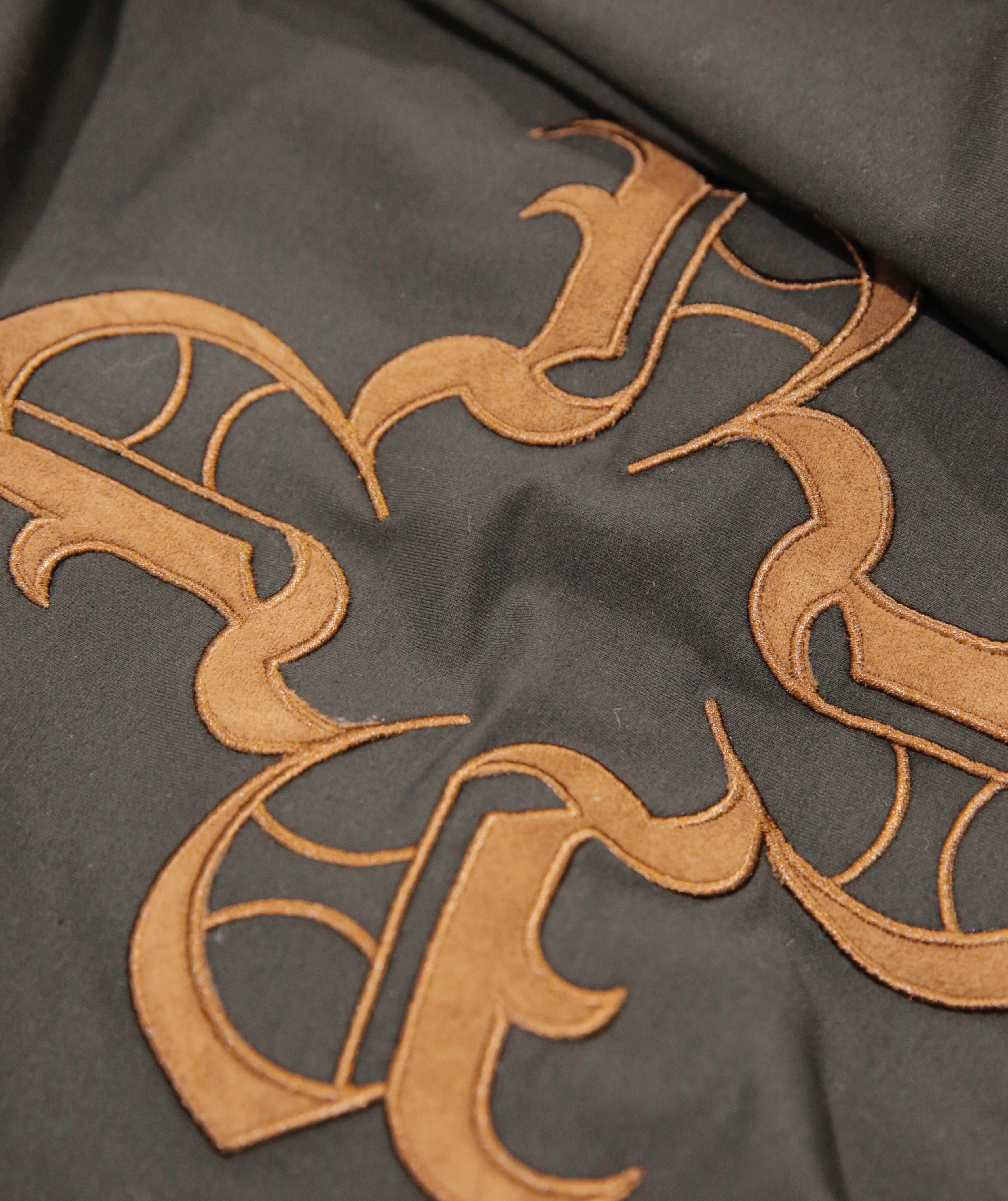 Suede Brown Monogram Tee - Black